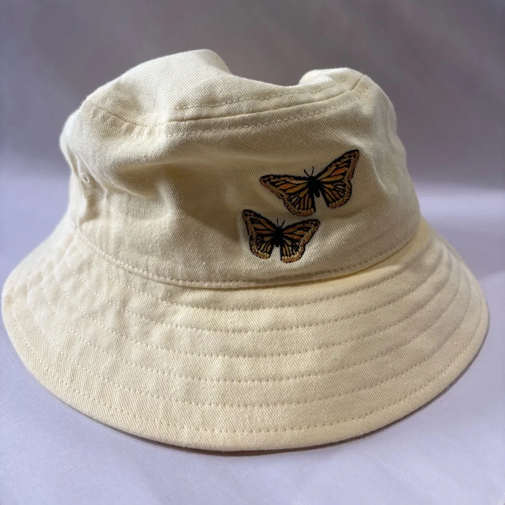 Panama‎ Jack Yellow Bucket Hat Monarch Butterfly Embroidered OS